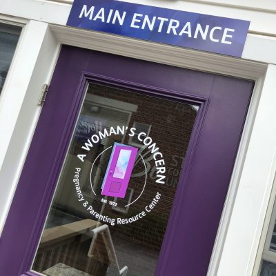 Main Entrance at the back of the building
